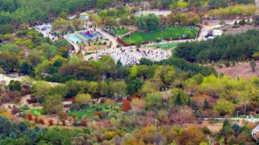 View of Sofeh Park, a Mountainous forest park at the foot of Sofeh Mount