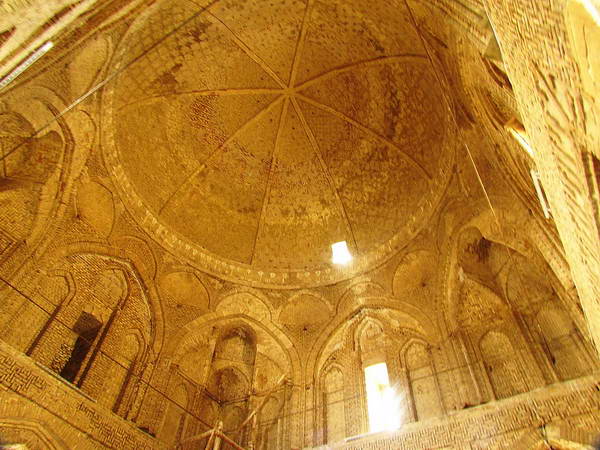 The dome and interior architecture of Barsian Mosque