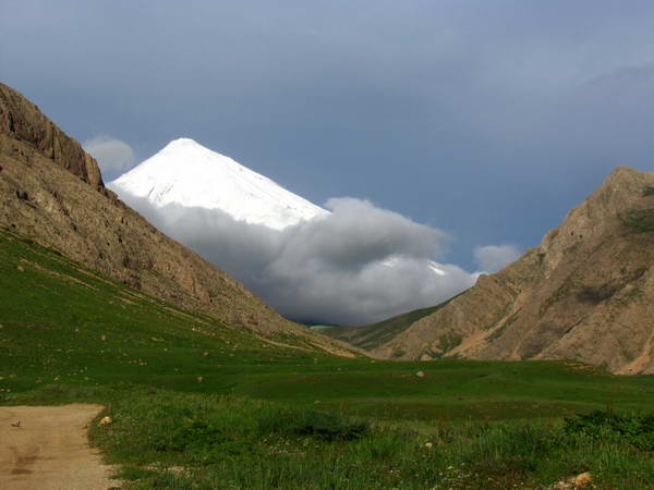 View of Damavand mount from Lar Plain