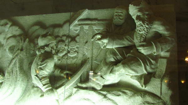 Embossed images of Shahnameh stories adorn the inner walls of the tomb of Ferdowsi mansion
