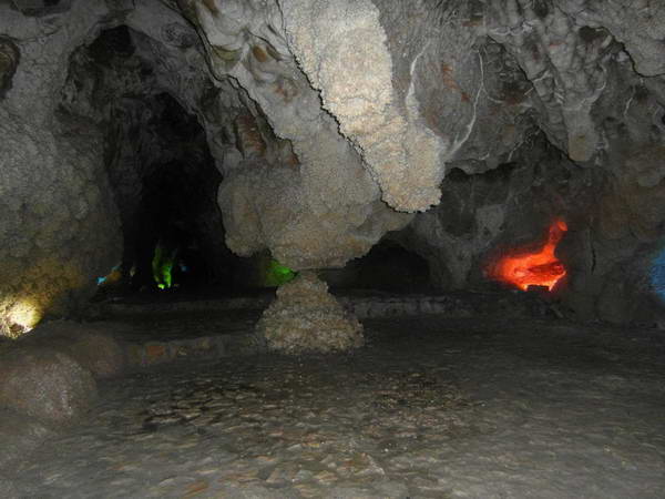 Chal Nakhjir Cave, with colorful lighting