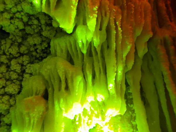 Chal Nakhjir Cave, with colorful lighting