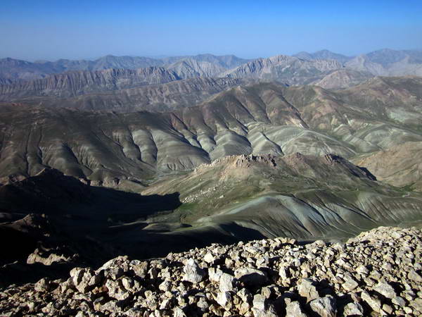 View of Alborz range from summit of Dokhaharan Mountain