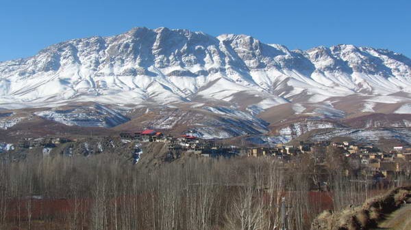 The winter view of heights and villages near the Zayandeh Rud in the west of Isfahan city