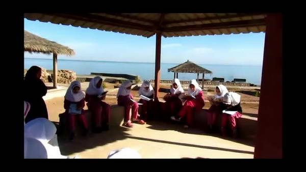 A classroom taken place in coastal beach in Hormoz town