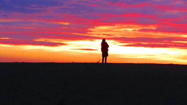 The colorful sky in the early morning in Maranjab desert