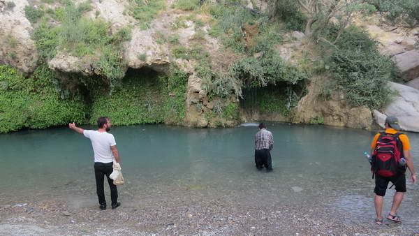 Walking in the water upstream of Bibi Seyedan