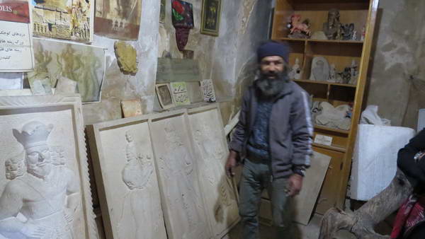 Master Behrooz Pirazin with his artworks