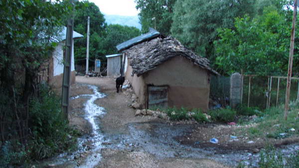 Spili village houses and locals