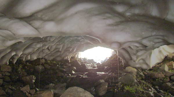 A snow tunnel near Domcheh region